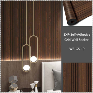 Panneaux muraux en PVC imitation <span class=keywords><strong>bois</strong></span> marron, autocollants, imperméables, insonorisants, pour décoration murale - Product Image 1