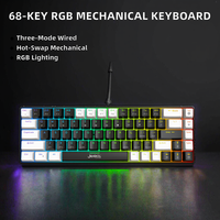 Clavier de jeu mécanique RGB 68 touches 3 modes, interrupteurs rouges remplaçables à chaud, batterie 2000 mAh, compatible Windows et Mac - Vente Flash