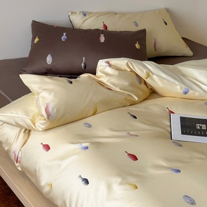 Ins100 algodón de grapa larga algodón cuatro piezas estampado gato jarrón rayas algodón edredón cubierta cuatro estaciones ropa de cama Vintage - Product Image 4