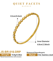 Bracelet rond en acier inoxydable 316L plaqué or 18 carats avec zircon cubique 5A serti clos pour femme