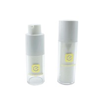 Flacon pompe sans air blanc 15ml 30ml 50ml avec bouchon doré, flacon pompe cosmétique sans air en PP pour lotion et crème
