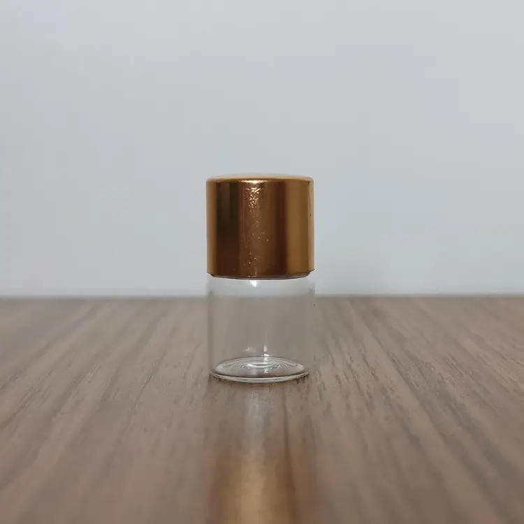 Atacado mini pote de vidro borosilicado transparente para cosméticos ou pílulas 1-2ml