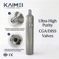 Cilindro de Gas de Tetrafluoruro de Carbono UHP CF4 de 47L y 30kg, Recargable con Válvula DISS Especializada para Limpieza de Cámaras Kaimei