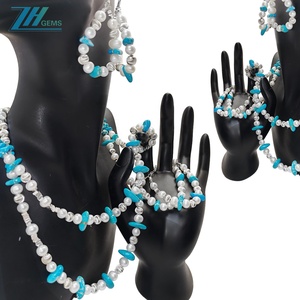Conjunto de turquesa Perla natural y turquesa Premium Match S925 Joyería de plata Diseño original Hecho a mano - Product Image 5
