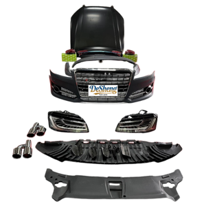 Kit de mise à niveau Plug-and-play pour <span class=keywords><strong>Audi</strong></span> <span class=keywords><strong>A8</strong></span> vers le style S8, pare-chocs avant, phares LED, calandre, capot, aileron, à un <span class=keywords><strong>prix</strong></span> spécial très bas. - Product Image 3