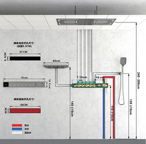 Set <span class=keywords><strong>Doccia</strong></span> <span class=keywords><strong>Termostatico</strong></span> Premium Multifunzione a <span class=keywords><strong>Incasso</strong></span> con Effetto Pioggia e Cascata per Bagno - Product Image 5
