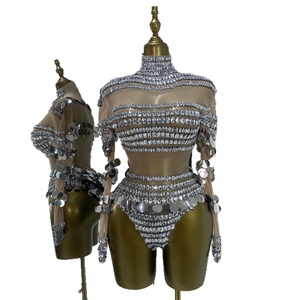 Traje de lentejuelas plateadas con efecto explosión y diamantes brillantes <span class=keywords><strong>para</strong></span> Shang Yan Dozen Song bar Gogo Lead Dance Stage - Product Image 5