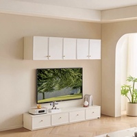 Meuble TV mural crème français, vitrine à portes cintrées, armoire de rangement personnalisée pour salon avec tiroirs OEM ODM