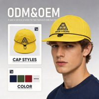 Casquettes à cordon réglable en gros de l'usine OEM en Chine - Casquettes streetwear à séchage rapide à 5 panneaux avec broderie personnalisée 'Moon Landing'