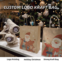 Sacs cadeaux en papier kraft avec impression numérique de logo personnalisé, poignées torsadées et ruban, sacs de courses pour fêtes et événements, adaptés aux aliments