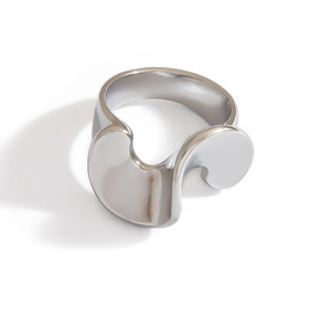 Titanium Steel <b>Ring</b> Geometric Irregular Shape <b>Plain</b> <b>Ring</b> Unisex Everyday Wear Index Finger Jewelry - Product Image 5