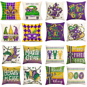 Funda de Almohada HLC Mardi Gras Zone con Diseño de Flor de Lis, Fundas de Almohada con Cuentas de Mardi Gras, Máscara, Corona, Diseño de Langosta, Decoración - Product Image 6