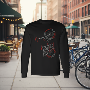 Camiseta de Ciclismo de Manga Larga con Diseño de Piezas de Bicicleta Urbana, Anatomía de la Bicicleta - Product Image 3