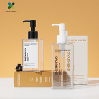 Flacon d'huile corporelle transparent en plastique de luxe, anti-fuite avec pompe à pression, 200 ml, pour huile d'olive, soins du corps et des cheveux, avec boîte