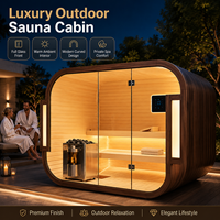 Cabane de sauna en bois de cèdre rouge, 4 places, carrée, pour l'extérieur, avec design moderne, pour sauna sec.
