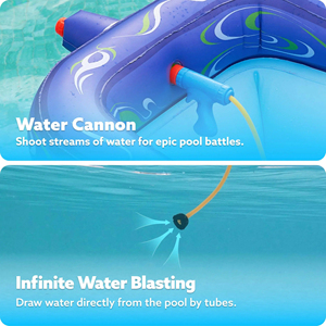 Bouée gonflable en forme de char pour enfants avec pistolet à eau, jouet de combat aquatique pour les fêtes estivales à la piscine - Product Image 3