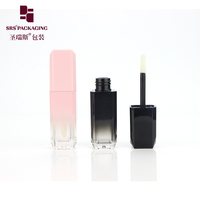 Portable Unique Design 4ml Forme Carrée Dégradé Rose Dégradé Noir Lipgloss Tube D'huile À Lèvres