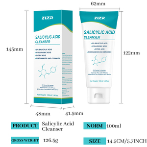 Nettoyant moussant pour le visage multi-ingrédients, acide salicylique, niacinamide, céramide, hyaluronate de sodium, contrôle du sébum, hydratant, apaisant - Product Image 1