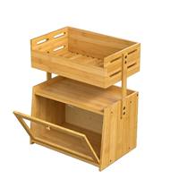 Boîte à pain rectangulaire en bambou transfrontalière, double couche, pour comptoir de cuisine, panier de rangement pour aliments et fruits, support à collations, style général