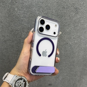 Funda Magnética Transparente de Acrílico de Alta Gama para iPhone 17/16 Pro Max, Color Naranja Vibrante, con Soporte, Nueva Tendencia 15 14 - Product Image 3