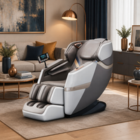 Fauteuil de massage robotisé IA professionnel 4D pour le corps entier avec rouleaux de massage des pieds et des mollets, en cuir, pour étirements thaïlandais automatiques