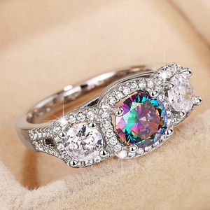 Anello in Vetro Colorato per Donne, Gioiello da Dito Scintillante e alla Moda - Product Image 4
