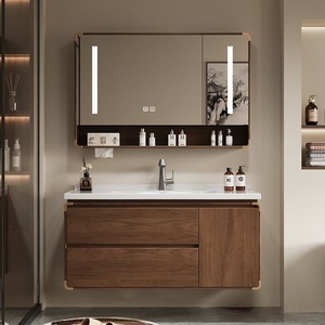 New Chinese Style MDF Ceramic Integrated Basin Intelligent Defogging <b>Mirror</b> Wall-mounted Water Resistant Bathroom Cabinet - Product Image 4