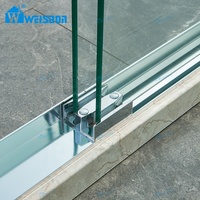 Weisdon OEM ODM porte de douche coulissante en aluminium à cadre droit salle de douche en verre trempé
