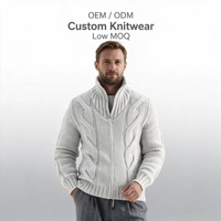 Herren Strickjacke mit Zopfmuster, Reißverschluss, Stehkragen, Aran-Strick, Chunky Sweater, OEM ODM Maßanfertigung, Niedrige Mindestbestellmenge