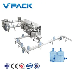 Máquina de llenado totalmente automática de 5 galones, sistema de lavado con bomba múltiple, máquina de tapado de tanque de agua circular de alta independiente