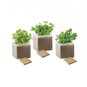 Kit de Cultivo de Hierbas Ecológico de Marca Blanca, Juego de Macetas Cúbicas para Cultivo Interior de Albahaca, Menta y Perejil, Hecho en Italia - Product Image 2