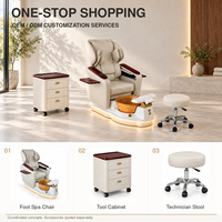 Fauteuil de pédicure avec bassin doré, dossier souple, plateaux latéraux et base lumineuse pour salon de manucure, mobilier OEM ODM en gros