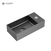 Lavabo de Acero Inoxidable 304, Lavabo de Pared de Lujo, Lavabo para Baño con Orificio para Grifo