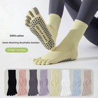 Chaussettes de yoga pour femmes, personnalisables avec logo, cinq doigts, couleur unie, sans couture, absorbant la transpiration, respirantes, été
