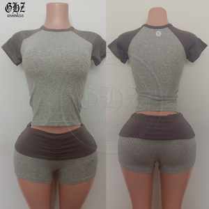 Y2K Zoete Dames Gestreepte Korte Mouwen Pyjama Set Schattige Strik Rug Shorts Tweedelig Loungewear Outfit voor Thuisgebruik Aangepast Logo - Product Image 2