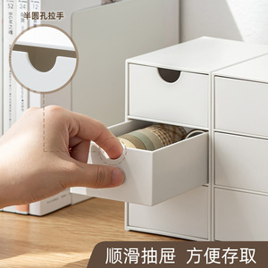 <b>Plastic</b> Storage <b>Drawer</b> Organizer 3 Tier Desktop Box With Lid And Compartments <b>Stackable</b> Office Organizer - Product Image 4