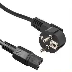 电缆2英尺3*2毫米2针插头Iec320交流Iec锁Cee 7/7倾斜Iec 3m欧盟3叉电源线C15至Schuko欧元插座
