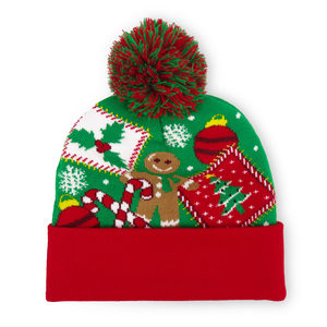 Chapeaux de Noël LED avec lumières, pull tricoté lumineux, logo personnalisé, 100% polyester, cadeau de Noël unisexe pour adultes - Product Image 3