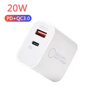 Adaptador de carga de producción de fábrica para teléfono, adaptador de corriente pd de 20W