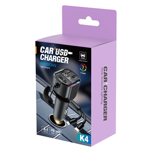 Pengisi Daya Mobil Portabel 40W PD Tipe-C & USB Dual Port dengan Kabel Retractable, Layar Digital, Lampu Warna-warni untuk Laptop - Product Image 6