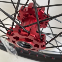 Kit de jantes à rayons droits robustes noires 19x1.4 avant 16x2.15 arrière avec moyeu et nipples rouges pour Surron Light Bee Pièces tout-terrain