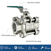 Vanne à boisseau sphérique en acier inoxydable 3 pièces 2 voies 1/2 po pour gaz et eau froide en milieu pétrolier