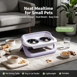 Comederos Dobles Elevados Plegables para Mascotas, de Acero Inoxidable 304, para Perros y Gatos, sin Dropshipping - Product Image 6