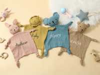 Couverture de Sécurité en Mousseline Bio pour Bébé, Doudou Personnalisable Lion Lapin, Tissu Tricoté, Literie pour Usage Cadeau, Vente en Gros