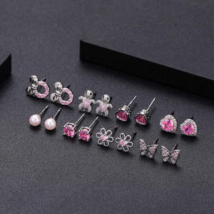 8 Paar Hypoallergene Roestvrijstalen Oorknopjes Hart Cz Kleine Vlinder Kinderen Zomer Feest Lichaam Zirkoon Perfect Cadeau Voor - Product Image 6