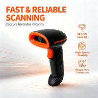 Lecteur de codes-barres sans fil et filaire U38 pas cher, rechargeable, 1D 2D, pour supermarché