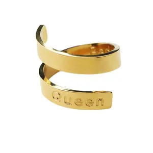 Custom Stamped Blank Width Cuff Rings Engraved Blessed Word Gold Open Adjustable Ring Stainless Steel Jewelry Making