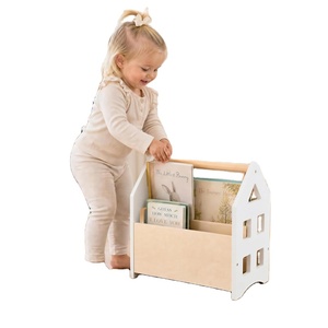 Decorative Wooden Bookshelf with Handle for Kids Rooms - Keeps <strong>Books</strong> Neatly Organized &amp; Within Reach for Toddlers - Product Image 1