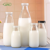 Bouteille de jus d'eau potable au citron transparente 16oz 500ml bouteille de lait en verre bon marché 250ml 350ml bouteille de jus en verre pour boisson