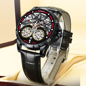 Montre mécanique de luxe de la série <span class=keywords><strong>royale</strong></span> pour hommes d'affaires |   Tourbillon Lumineux |   Bracelet en cuir véritable résistant à l'eau |   Pièce de monnaie à cadran pointeur - Product Image 5